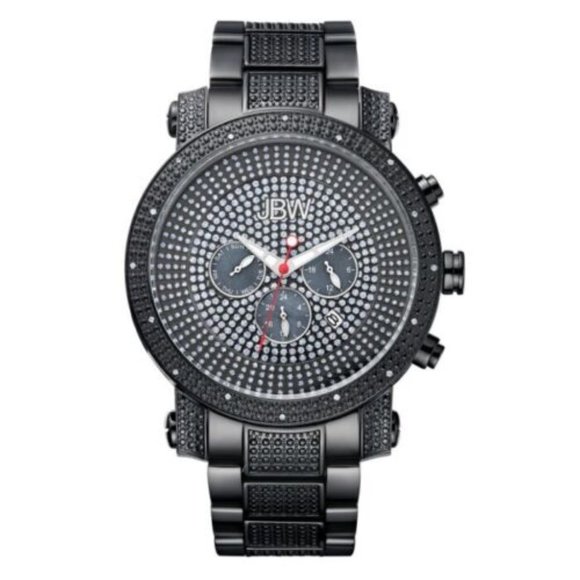 $1195 MSRP JBW Men's Victor Black Crystal Chronograph Dial Watch~ RARE